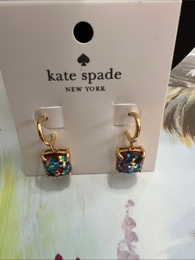 kate spade Gold Hoop Earrings with Multicolor Confetti Drops